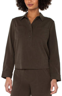 Popover Shirt with Elastic at Waist