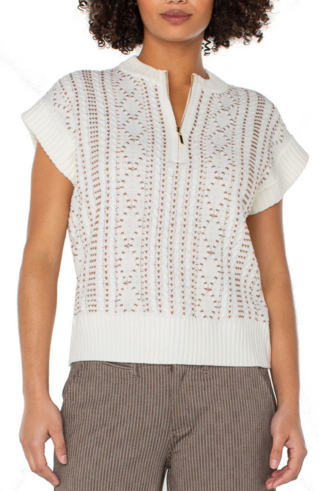 Cap Sleeve Dolman 1/2 Zip Sweater