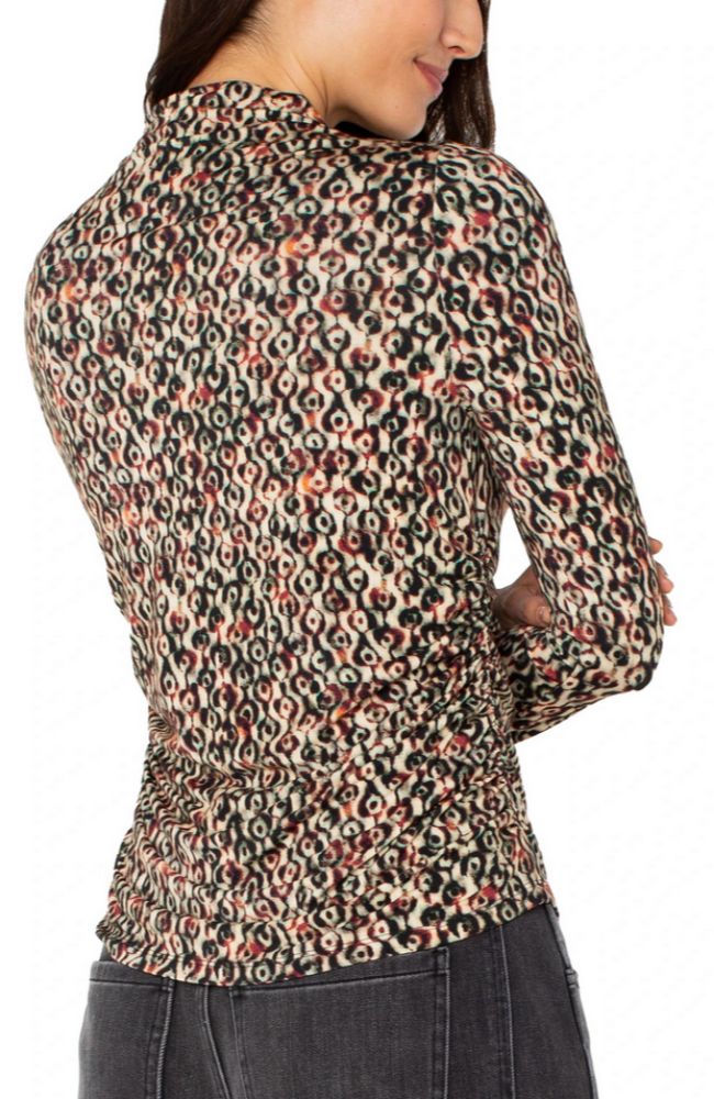 LS Mock Neck Knit Top with Shirring