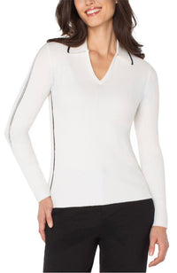 LS V Neck Collared Sweater