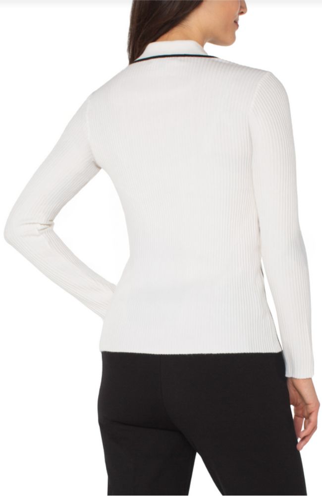 LS V Neck Collared Sweater