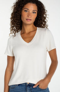 Short Sleeve Vneck Knit Tee
