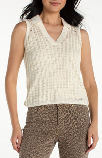 Sleeveless Johnny Collar Sweater
