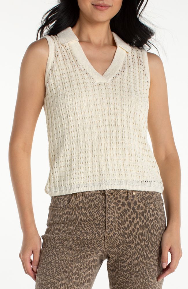 Sleeveless Johnny Collar Sweater