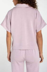 Half Zip Popover Top in Lilac Shadow