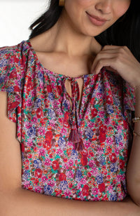 Flutter Sleeve Peplum Top with Ties