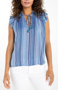 Flutter Sleeve Ruffled Woven Top