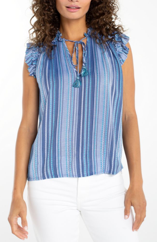 Flutter Sleeve Ruffled Woven Top