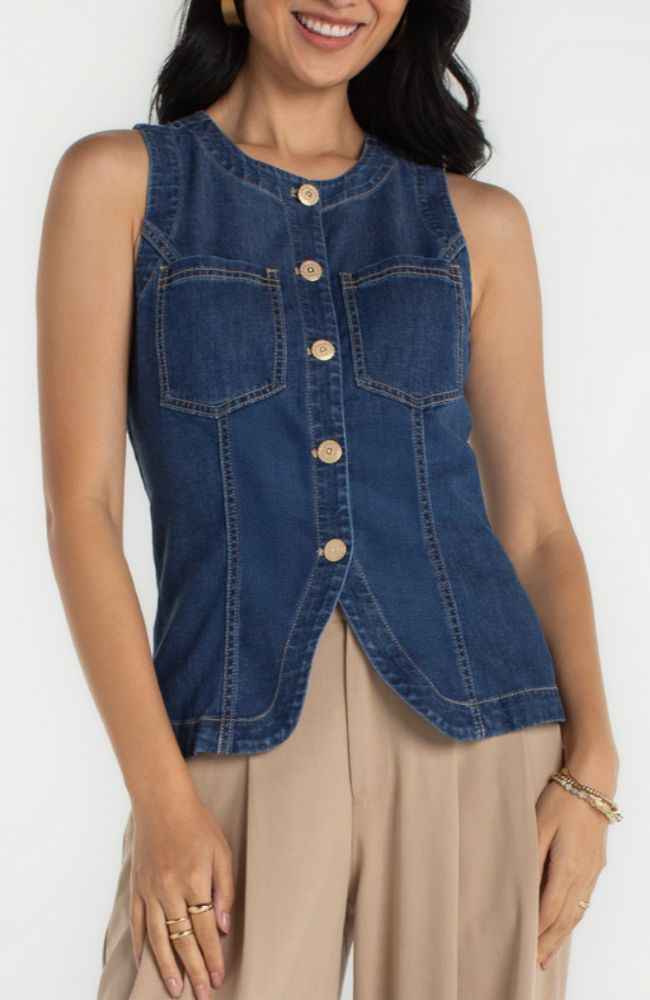 Crew Neck Split Front Vest