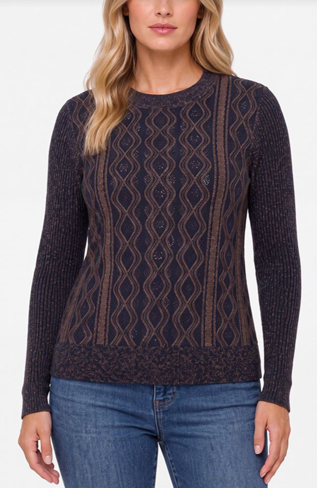 Long Sleeve Crewneck Sweater in Navy