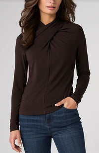 Long Sleeve Wrap Neck Knit Top