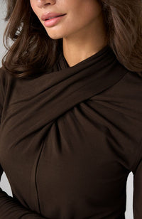 Long Sleeve Wrap Neck Knit Top