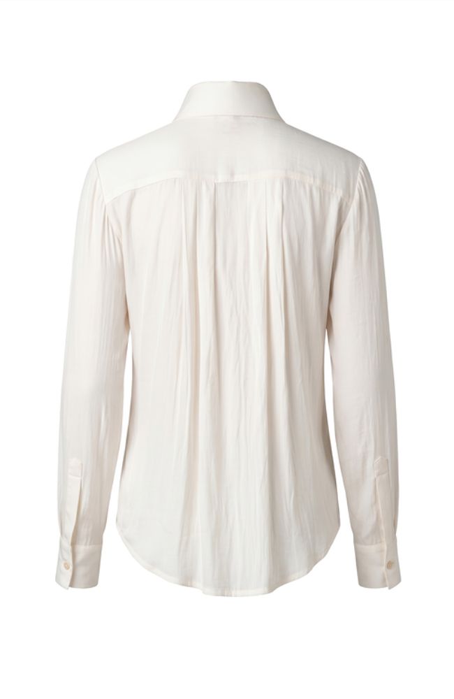 Long Sleeve Tuxedo Woven Top with High Collar