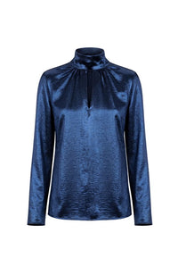 Long Sleeve Woven Blouse with Back Tie