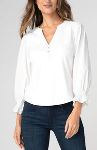3/4 Sleeve Knit-to-Woven Top