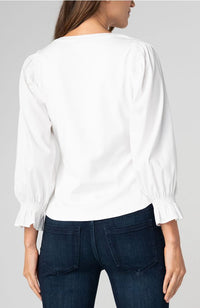 3/4 Sleeve Knit-to-Woven Top