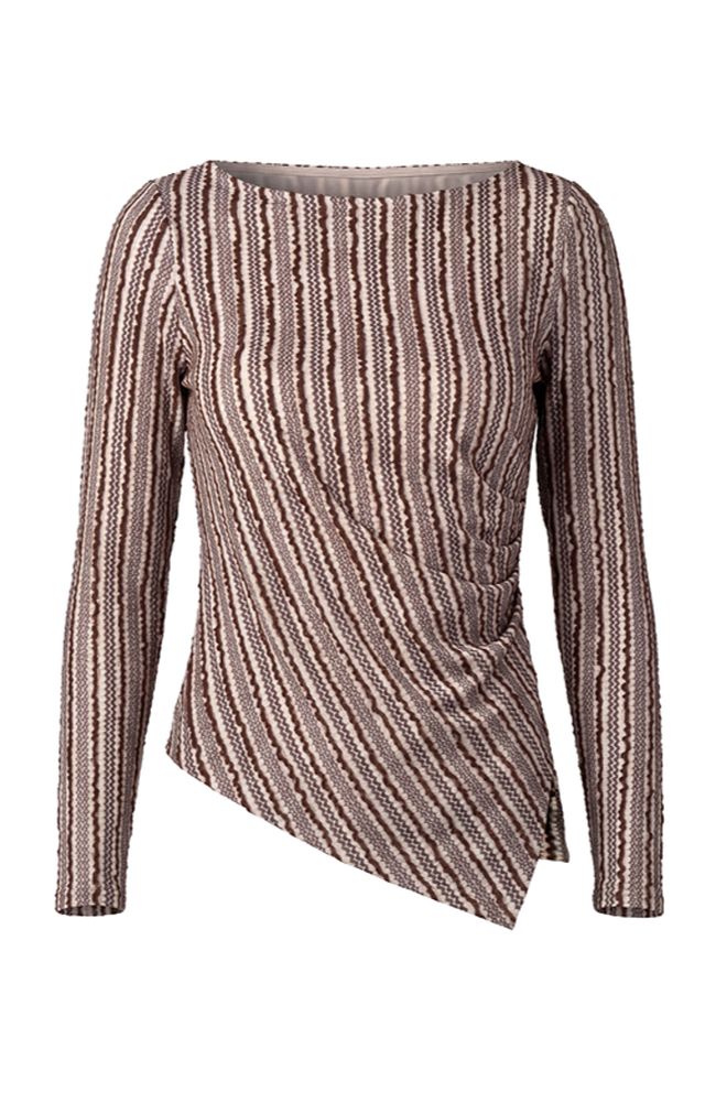 Long Sleeve Boat Neck Asymmetrical Knit Top