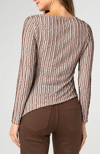 Long Sleeve Boat Neck Asymmetrical Knit Top