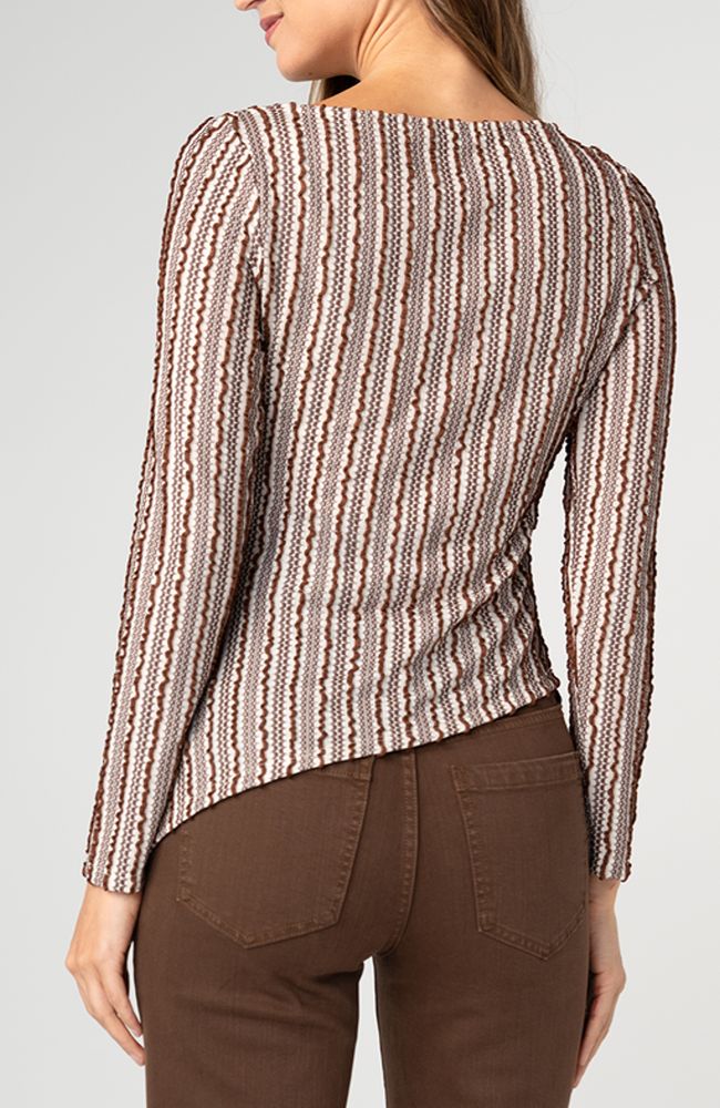 Long Sleeve Boat Neck Asymmetrical Knit Top