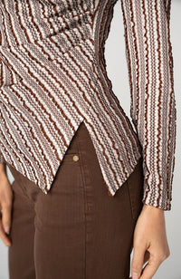 Long Sleeve Boat Neck Asymmetrical Knit Top