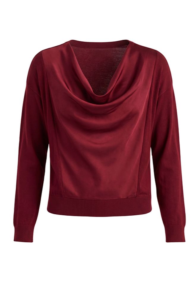 Long Sleeve Drape Neck Woven Sweater
