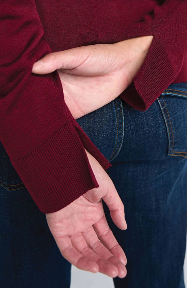 Long Sleeve Drape Neck Woven Sweater