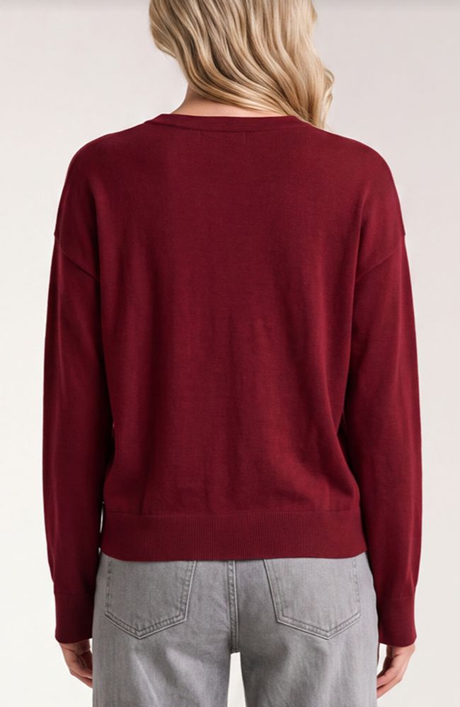 Long Sleeve Drape Neck Woven Sweater