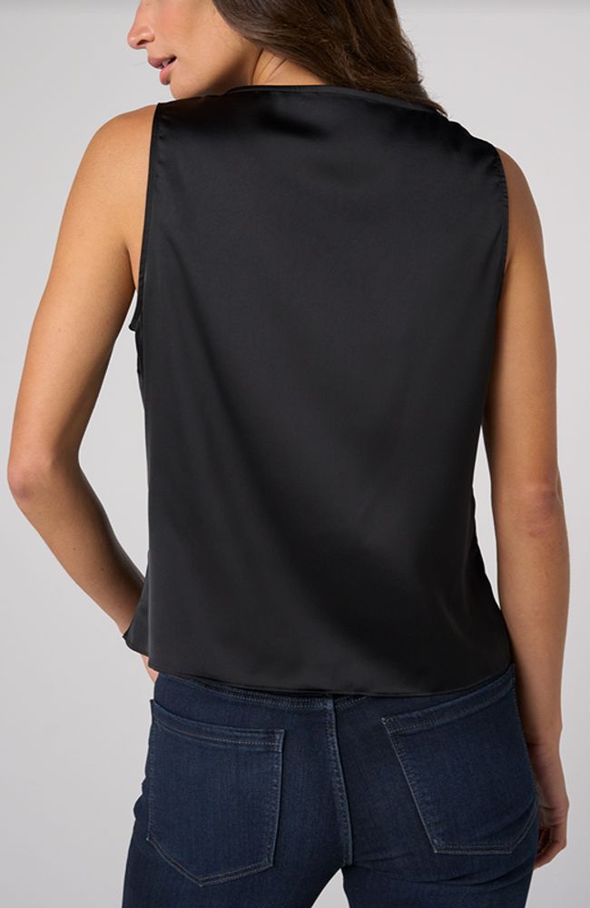 V-Neck Woven Tank with Lace Trim