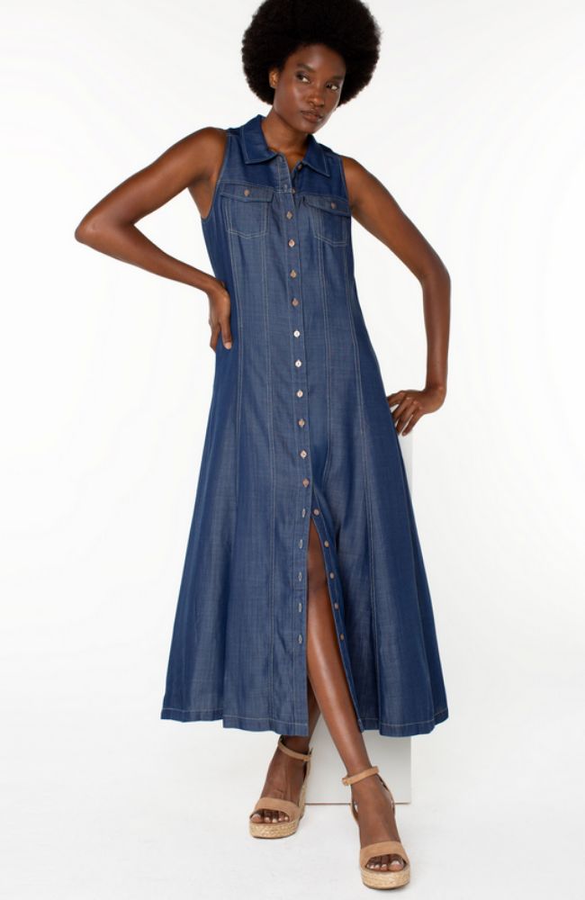 Sleeveless Button Down Maxi Dress shoprodeodrive Sleeveless Button Down Maxi Dress shoprodeodrive