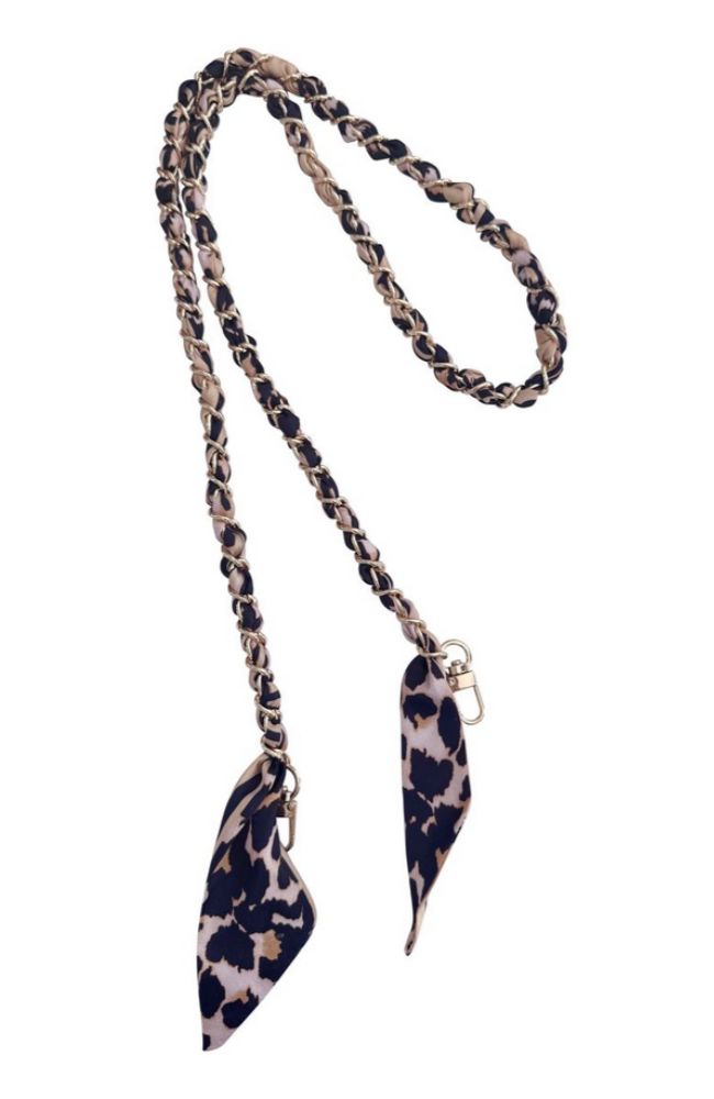 Long Phone Chain Scarf Black Animal