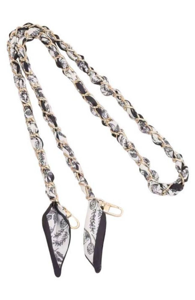Long Phone Chain Scarf Black White