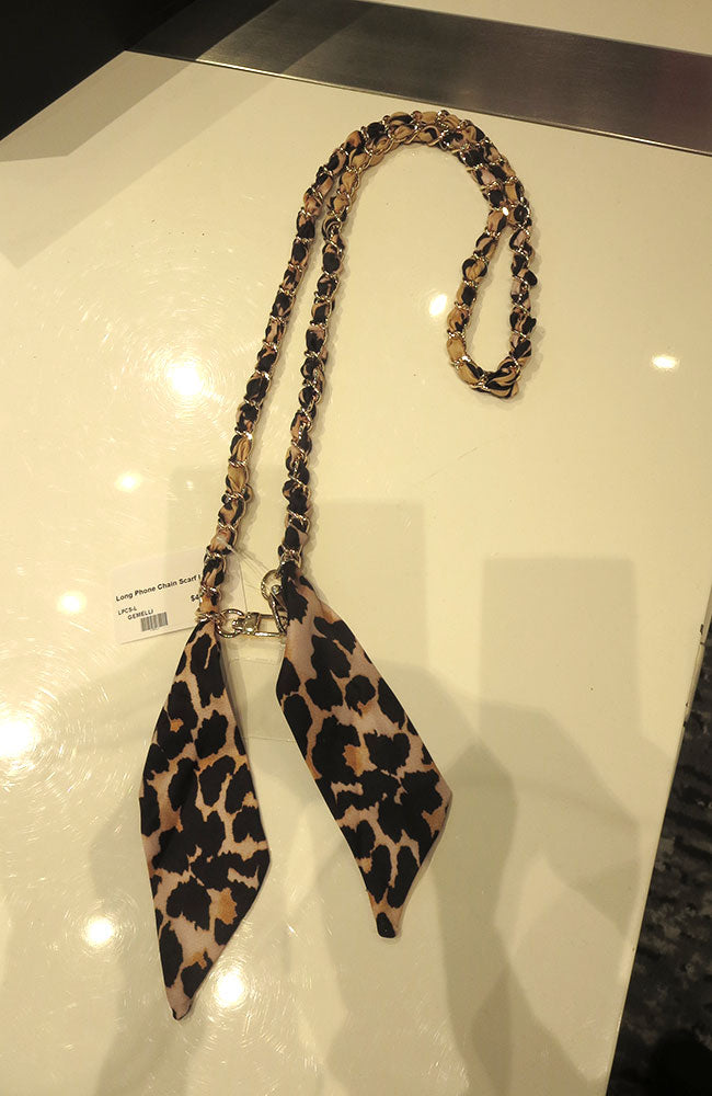 Long Phone Chain Scarf Leopard