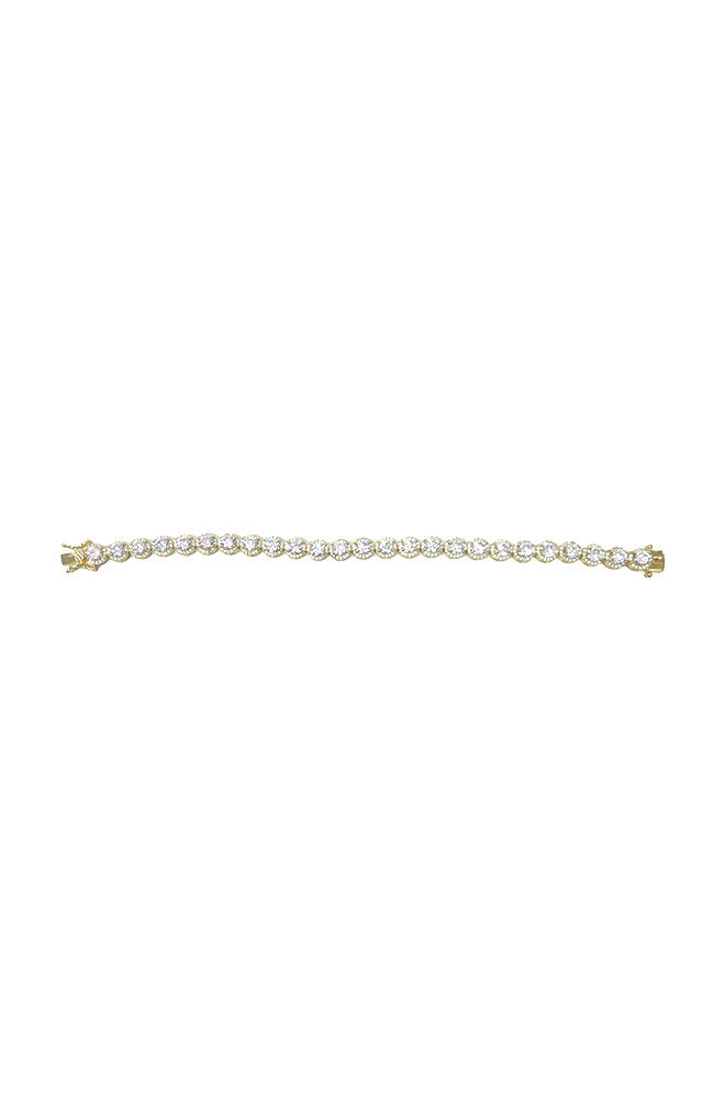 Gold Round CZ Bracelet 7.25"