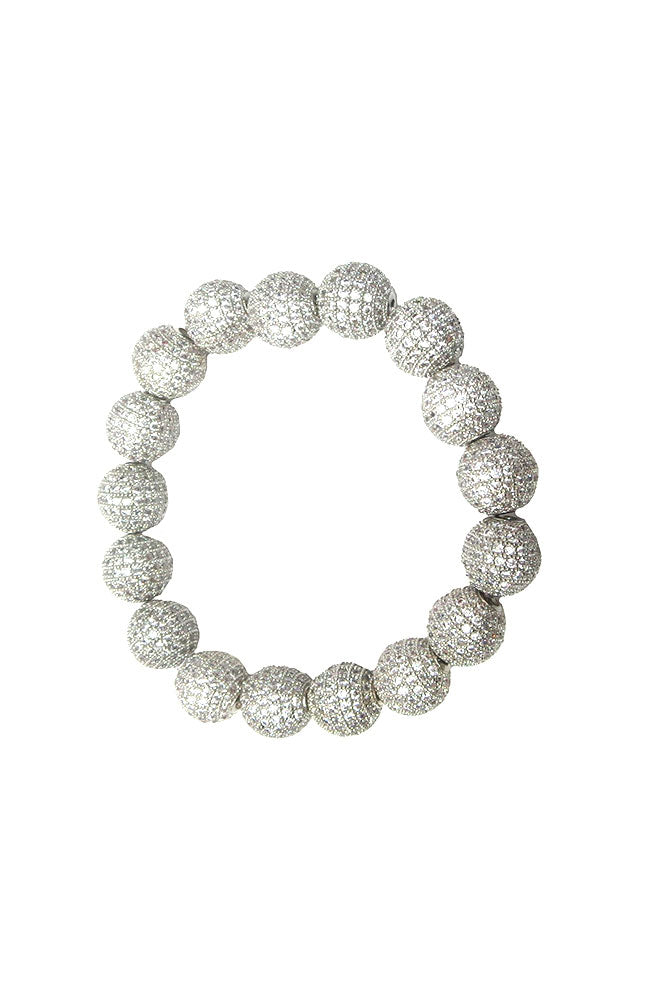 Silver Lg Round CZ Ball Bracelet