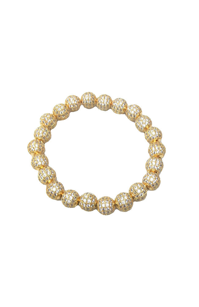 Gold Medium Pave Ball Bracelet
