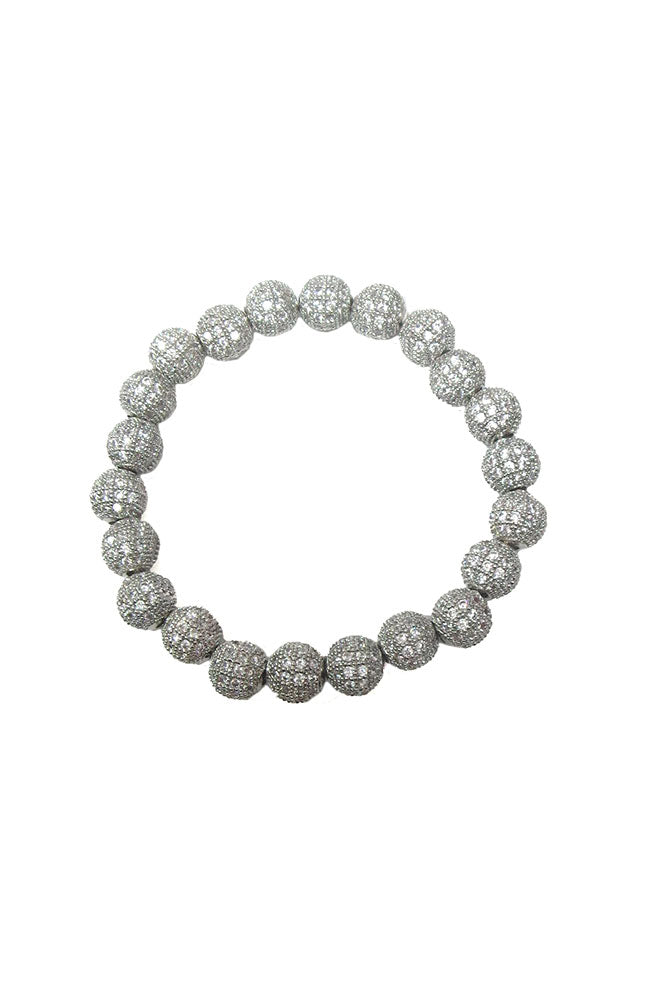 Silver Medium Pave Ball Bracelet