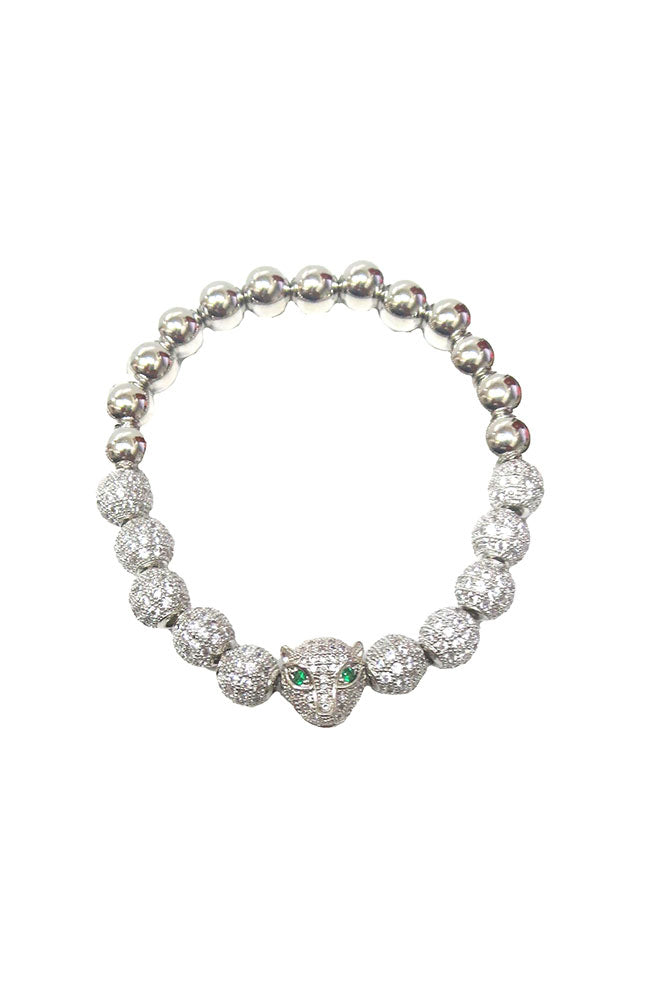 Silver Mixed Ball Bracelet Gr Eyed Tiger