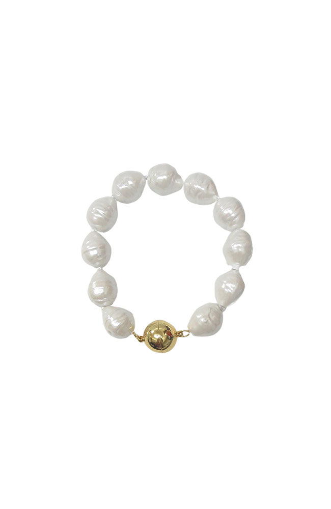 Lg Pearl Bracelet Magnetic Closure Gold