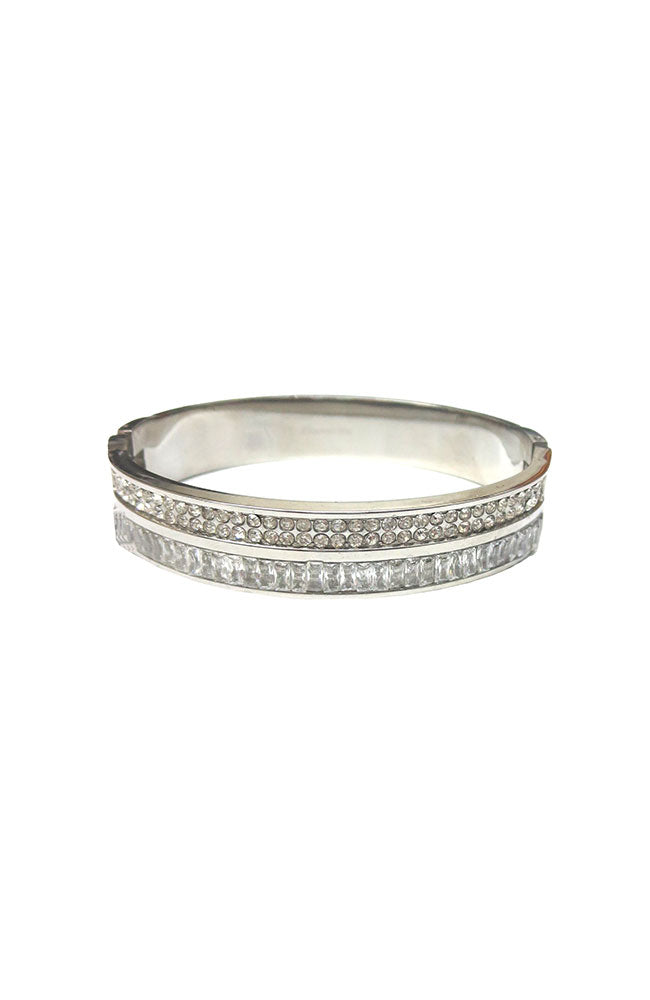 Silver Hinge Cuff w CZs