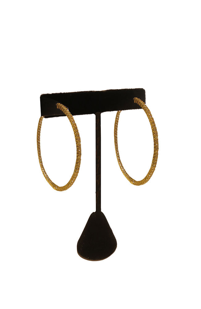 Gold Inside Out LG CZ Hoop Earrings