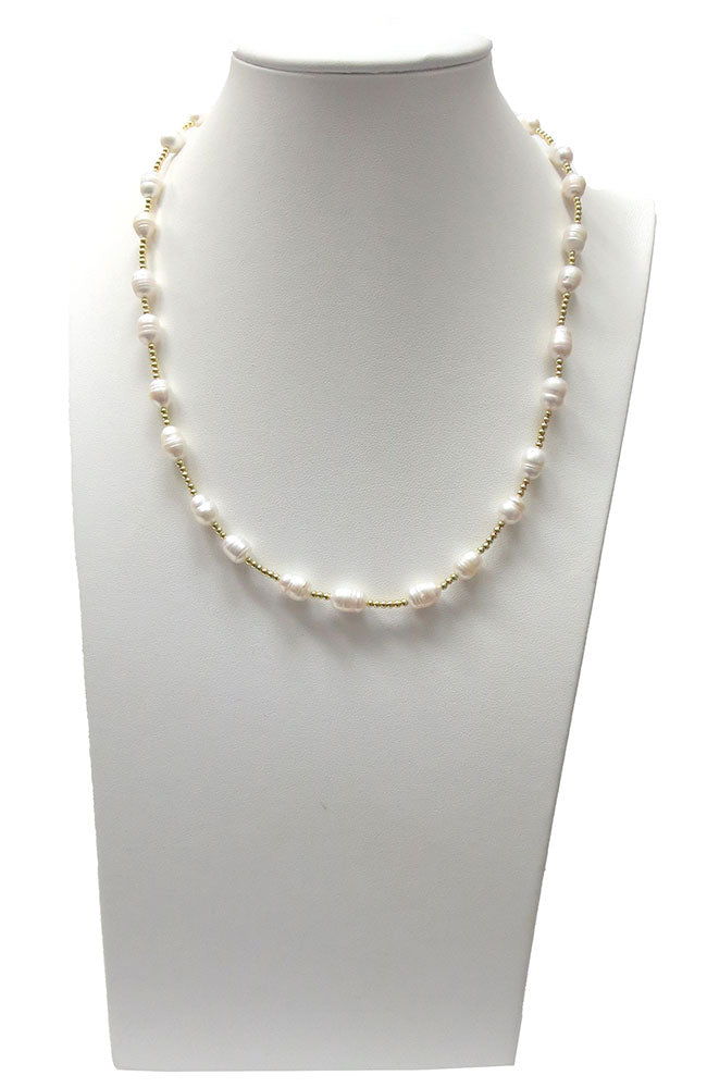 Small Bee Hive Pearl Stations with Ball Chain Necklace