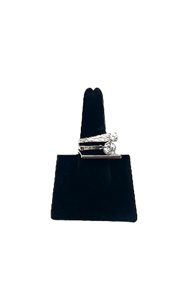 Silver Asymetrical 3 Line Ring Sz 8