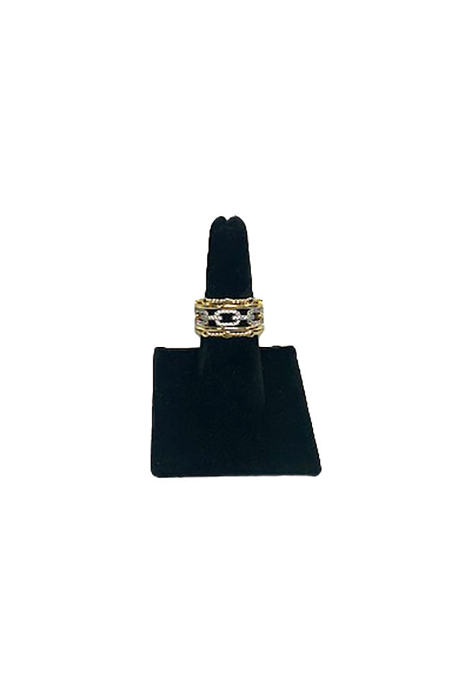 Gold Pave Links Channel Ring
