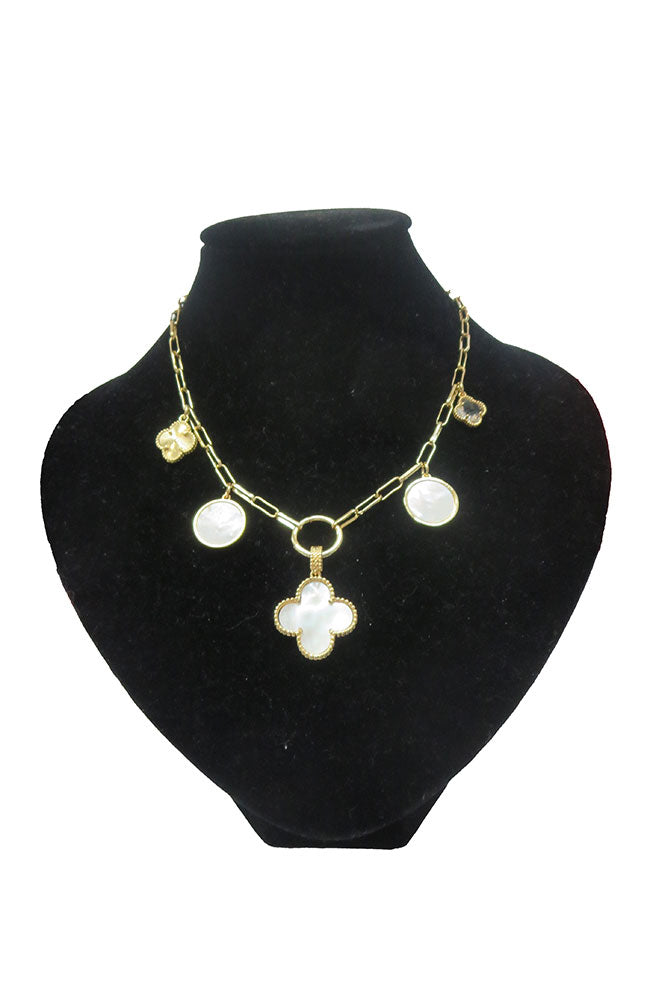Gold PPC Chain 5 Charm MOP Necklace