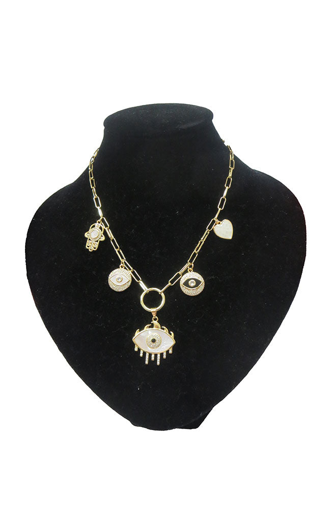 Gold PPC Chain 5 Charm EE Necklace