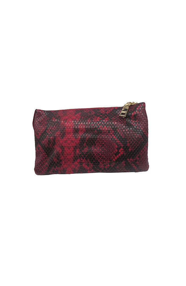 Riley Python Crosbody in Red Black