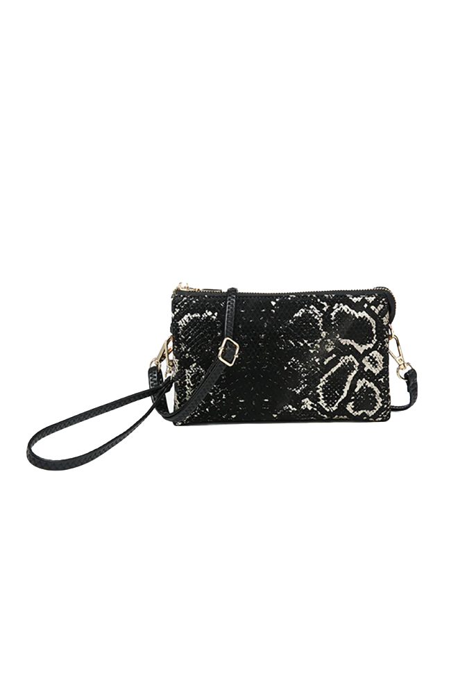 Riley Snake Crosbody in Black Gold