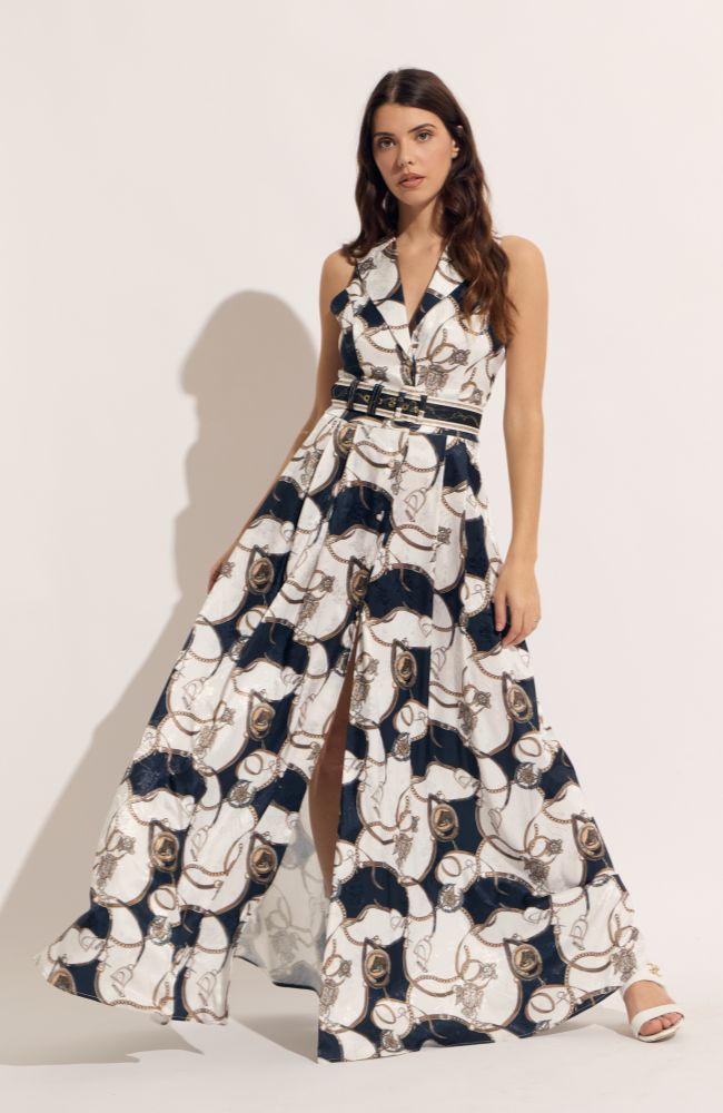 Belted Equestrian Maxi Dress