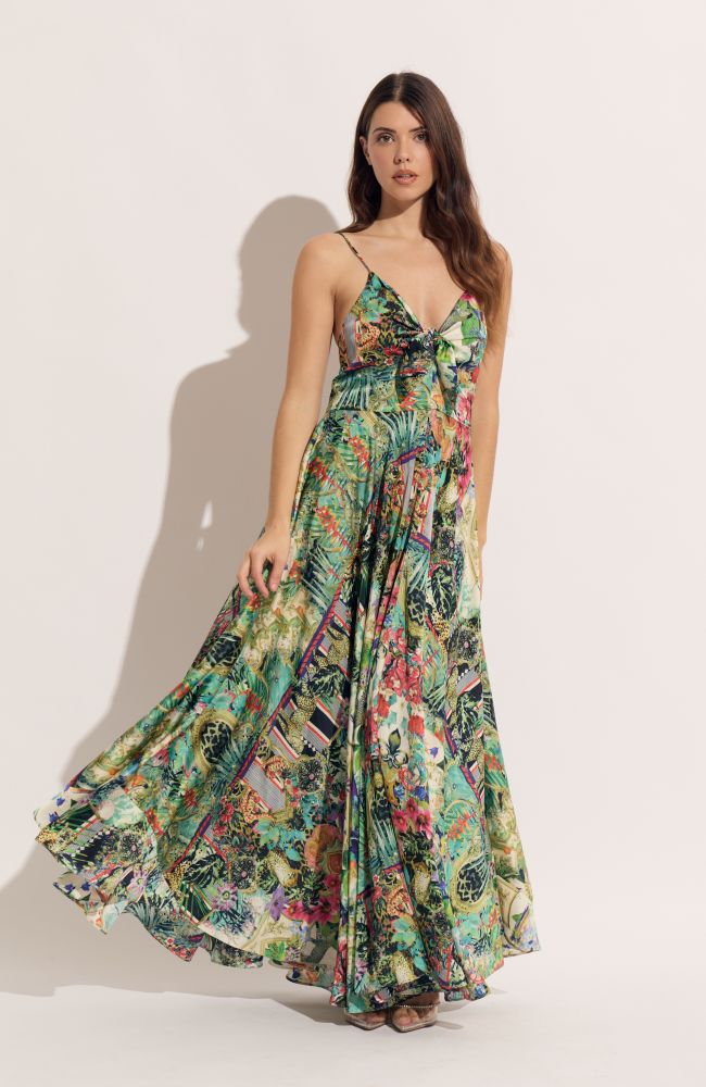 Jungle Tie Front Maxi Dress