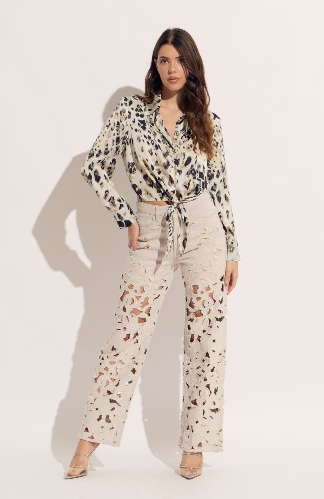 Tie Front Cheetah Blouse
